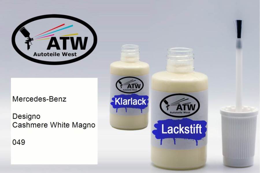 Mercedes-Benz, Designo Cashmere White Magno, 049: 20ml Lackstift + 20ml Klarlack - Set, von ATW Autoteile West.